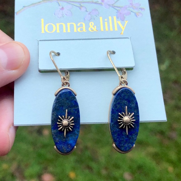 lonna & lilly Jewelry - Astro star blue stone gold dangle hook hoop earrings 💫